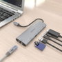 AISENS USB-C Dock 7 en 1 con HDMI 4K, RJ45, USB-A 10G, 2xUSB-C 10G y lectores de tarjetas, Gris